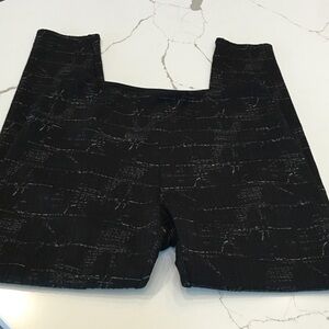 Lysse Black Textured Track Pants Stretch Size Large Silver Tone Black